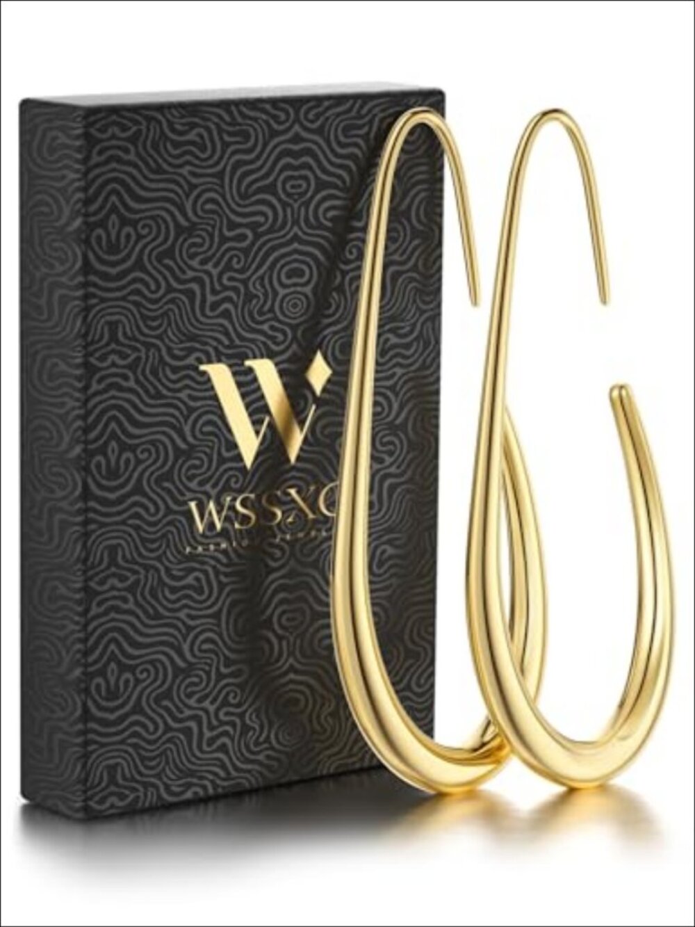 18k Gold Plated Teardrop Hoop Earrings Lightweight Pull Through